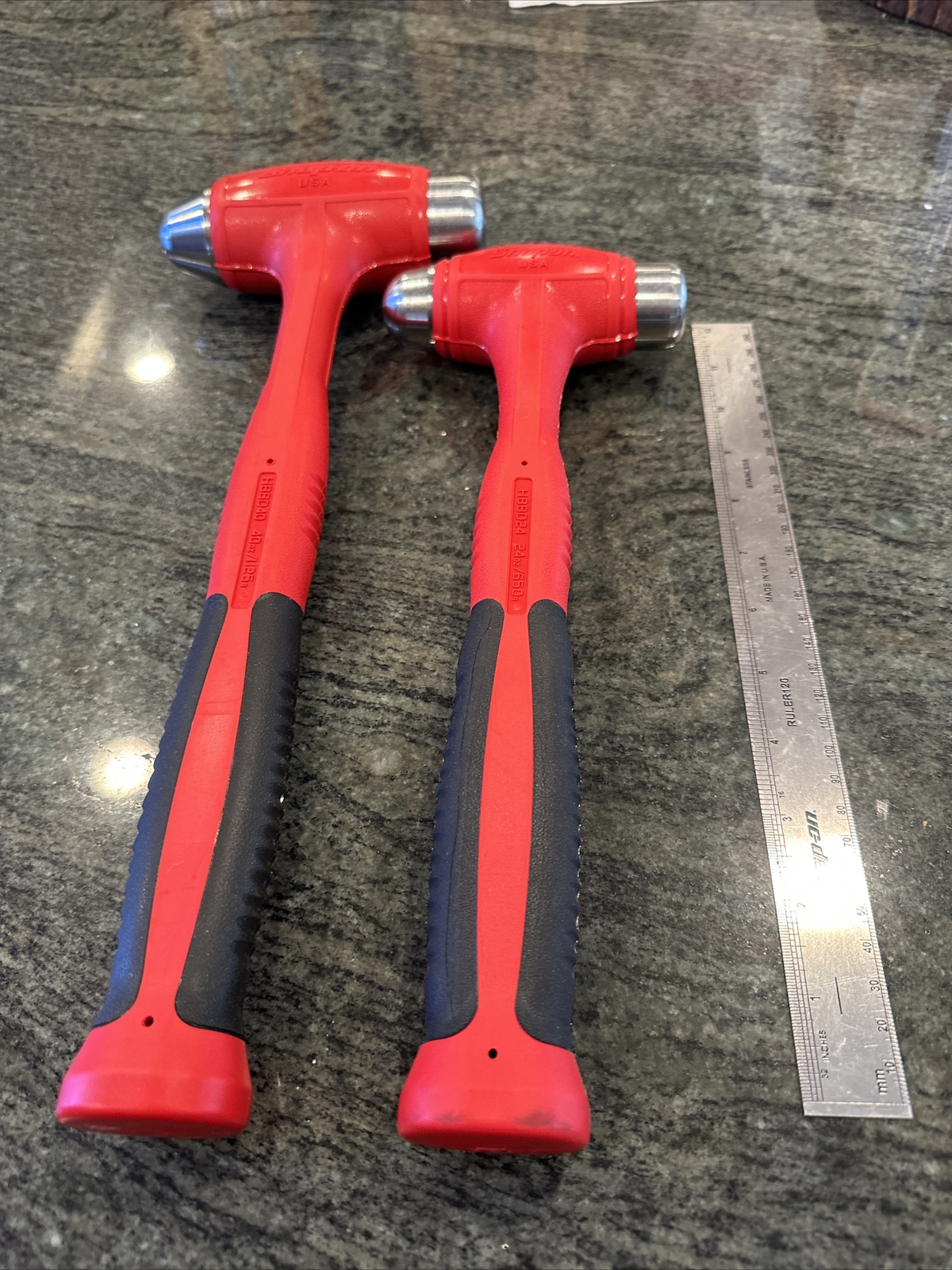 Snap On hbbd32, hbbd24 ball peen soft grip dead blow hammer combo deal red
