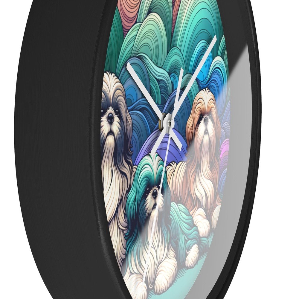Home Decor Wall Clock Ombre Shih Tzu Gradient Artwork Design