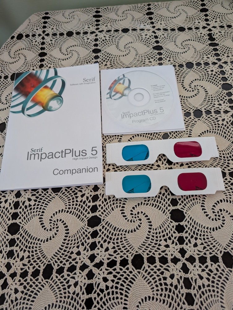 Serif ImpactPlus 5/ 3D Software CD Guide /3D old School Type glasses 2 Read Desc