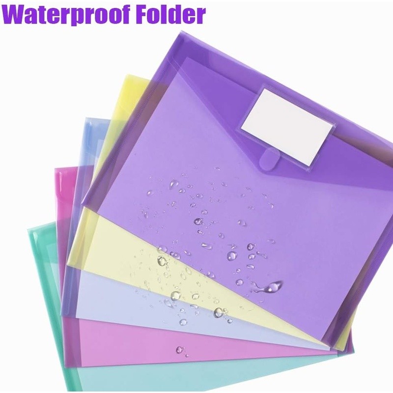 Waterproof Transparent Document Envelopes Plastic Pouches W/ Label Pocket New