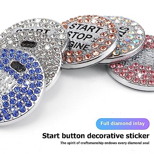 2 Pcs Bling Car Engine Start Stop Button Decorative Ring, With hole White