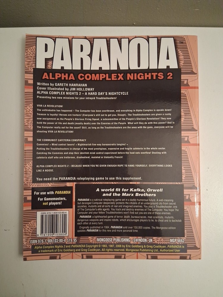 Mongoose Paranoia XP Alpha Complex Nights #2 VGC!!
