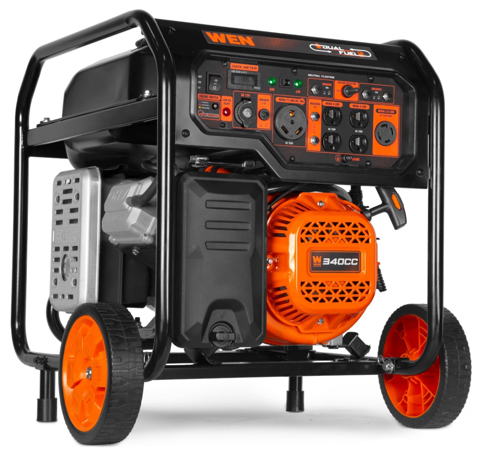 WEN DF800X 8000W 120V/240V Dual Fuel Portable Generator, Electric Start, 340cc