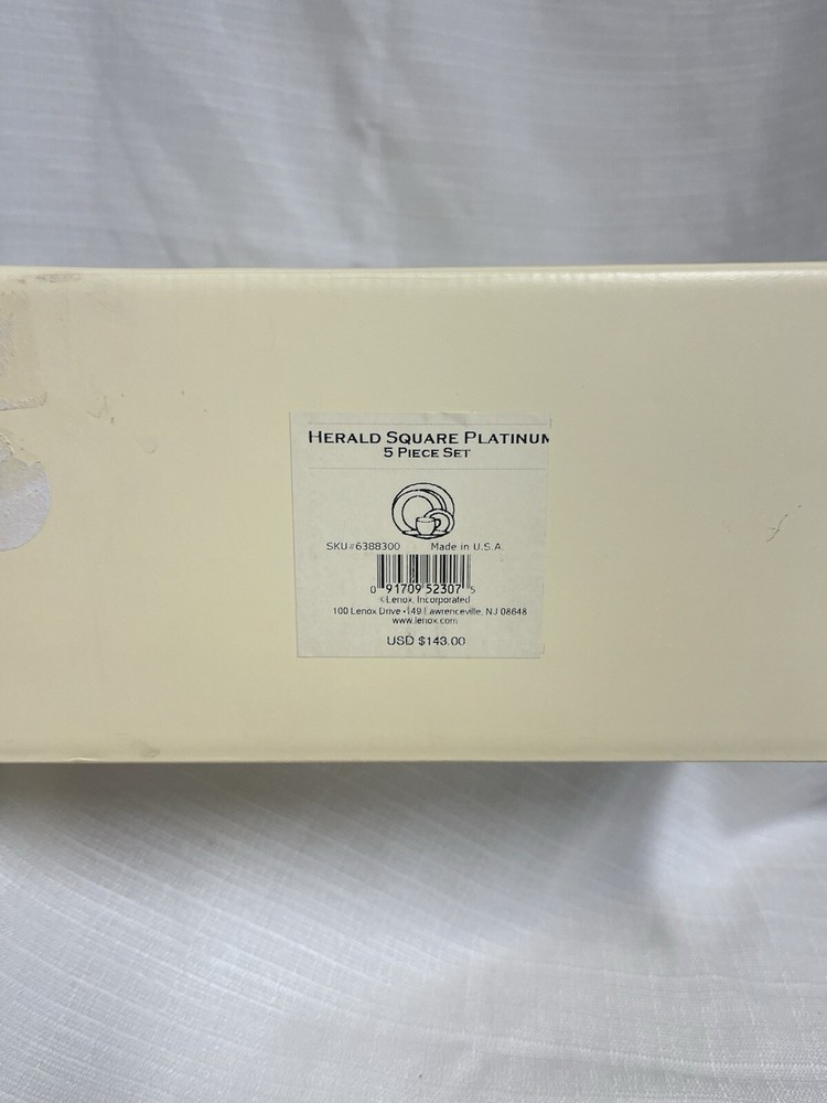 Lenox Herald Square Platinum 5 Piece Place Setting Dinnerware Set New Boxed
