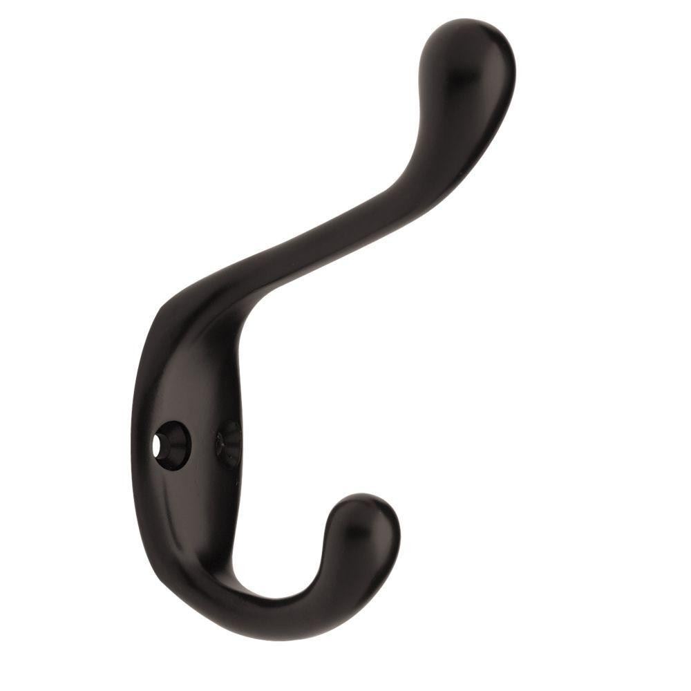 (3-Pack) 3-1/2" Heavy Duty Coat and Hat Hook Flat Black