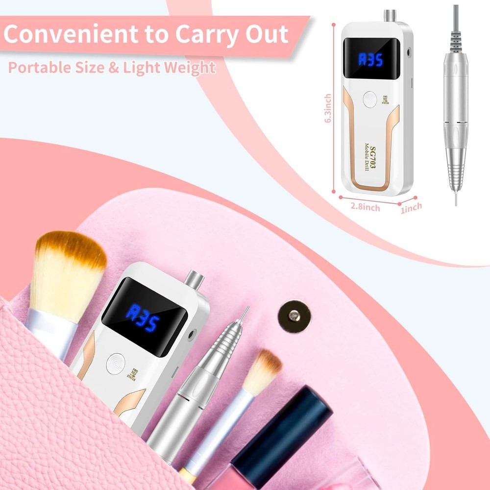 Cordless Professional Nail Drill Machine - 9 Hours Runtime with Easy Operation