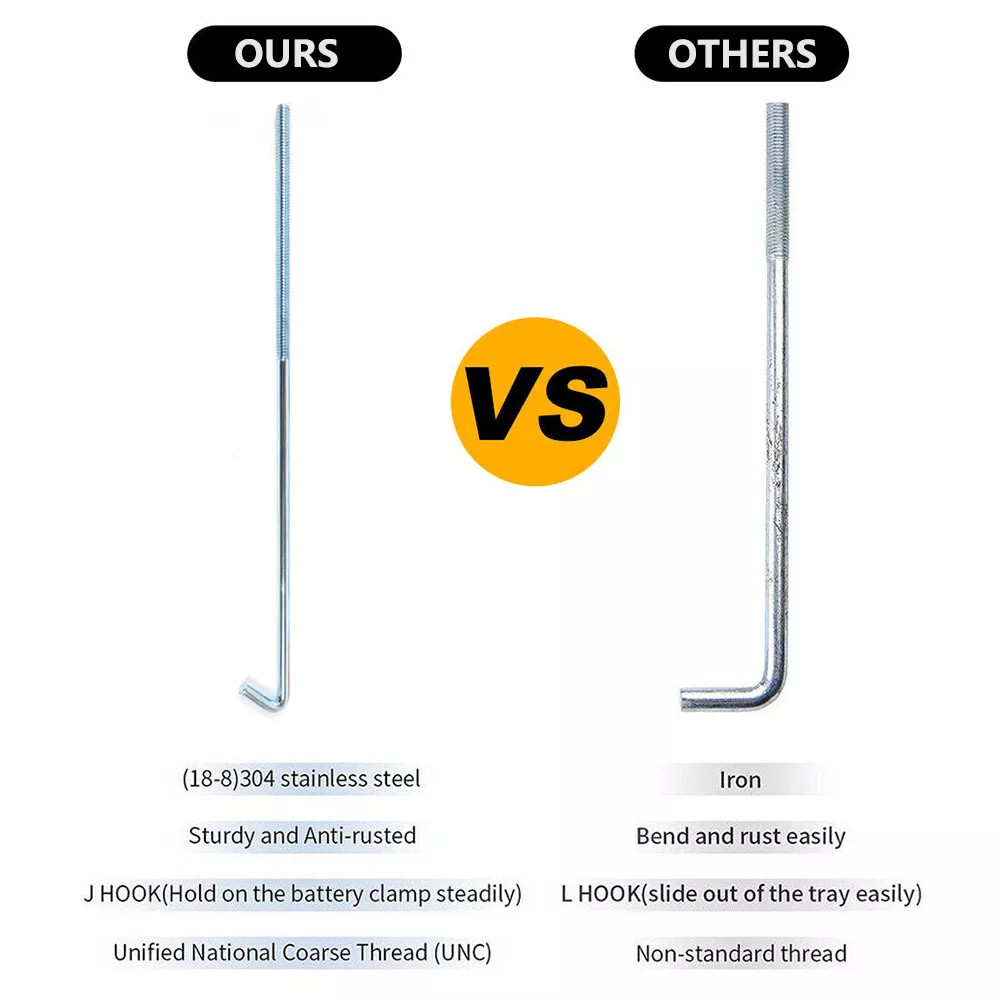 Black JDM Battery Hold Tie Down w/ J-Hooks For Honda Civic EG EK S2000 For Acura