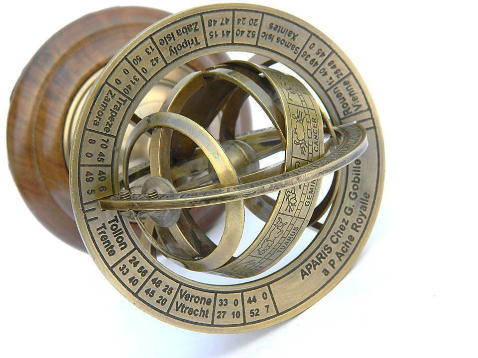 Solid Brass Nautical 5" Vintage Arillary World Globe - Nautical Decor Gift