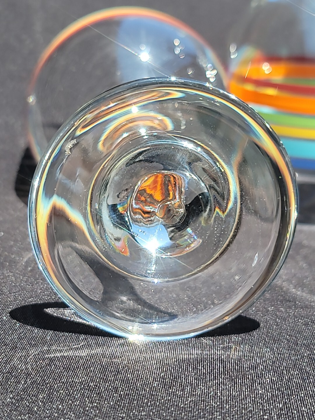 Set of 4 Vintage Libbey Mambo Fiesta Striped Summer Wine Glasses Goblet Rainbow