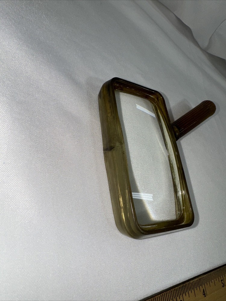 60's Art Deco Rectangular Magnifying Glass Brown Marbleized Bakelite MCM Plastic