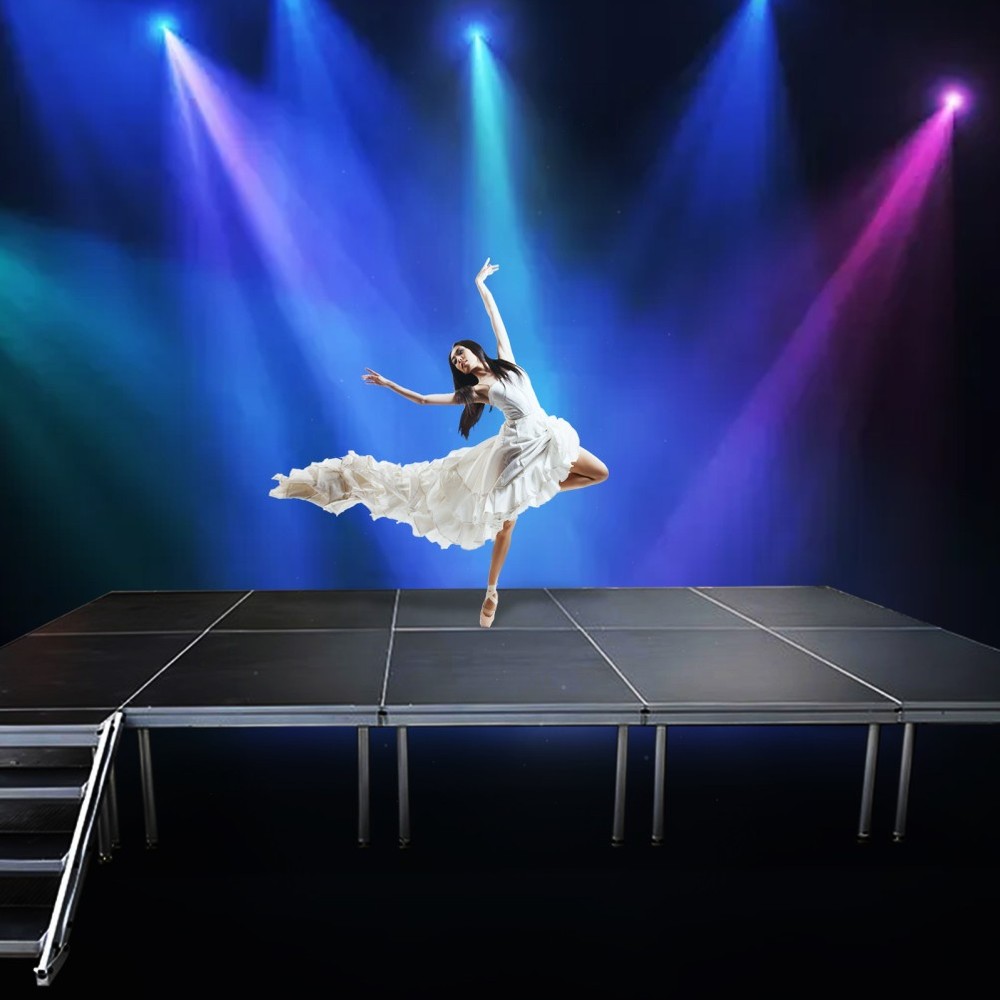 4x4ft Portable Stage Platform 24"-40"Adjustable Height Stage Riser Modular Stage
