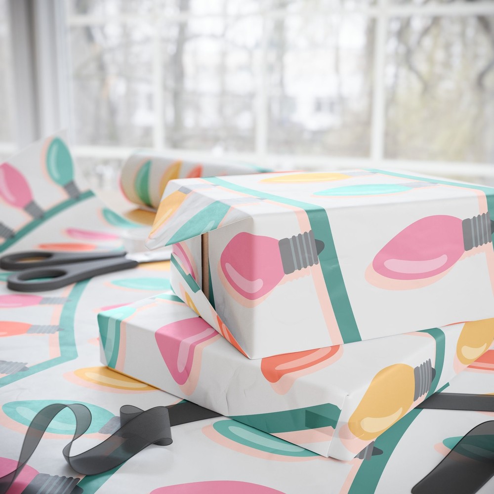 Pastel Christmas Lights Option 2 Wrapping Papers