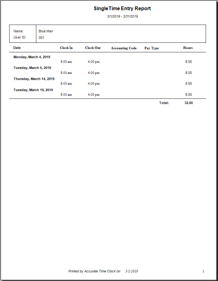 Employee Time Clock Software and Reporting System For Microsoft Window PC
