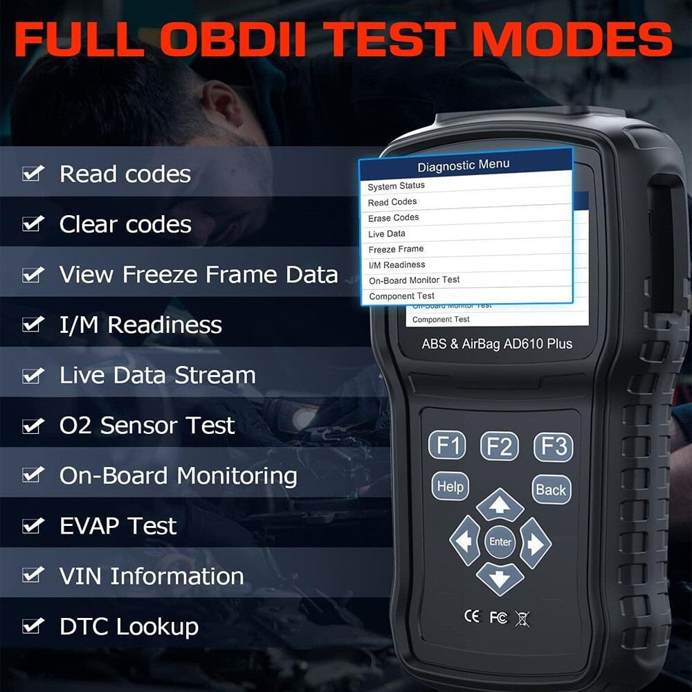 ANCEL AD610 Plus OBD2 Scanner Code Reader SRS ABS Bleeding SRS Diagnostic Tool