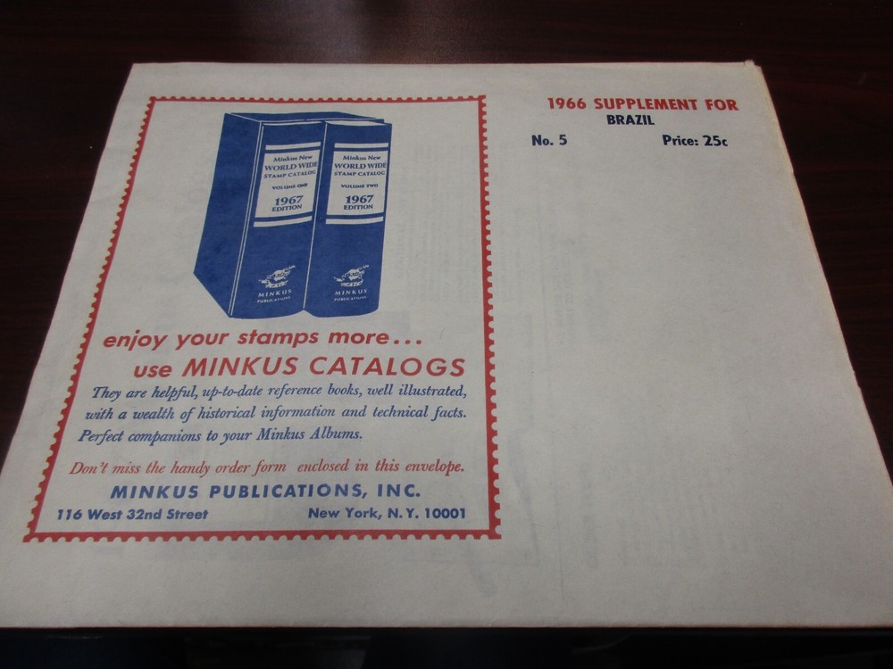 "MINKUS" ALBUM PAGES  1966  SUPPLEMENT BRAZIL   W/FREE SHP.