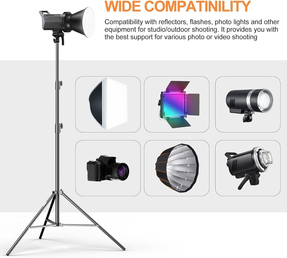 Spring Cushioned 2 Pack Light Stands - Safe & Reliable for Equipment Support
