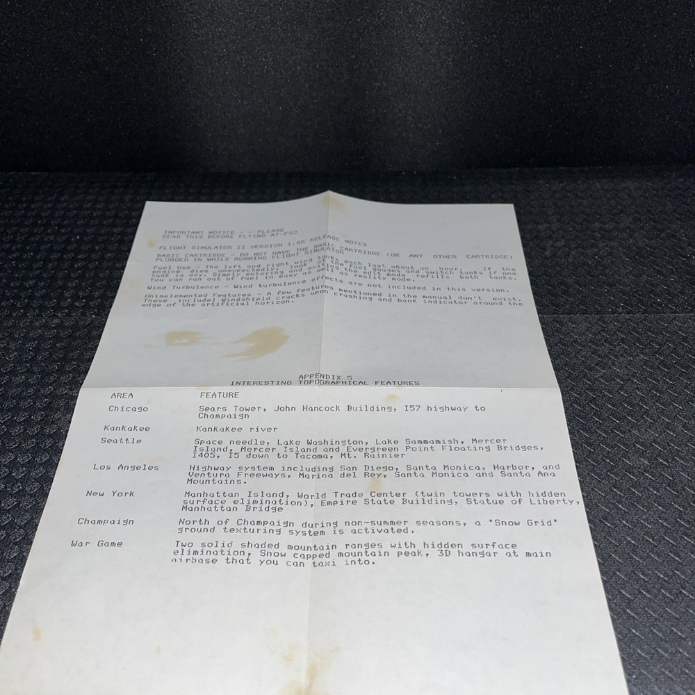 Flight Simulator II subLOGIC for ATARI computer - complete SET box manual 2 disk