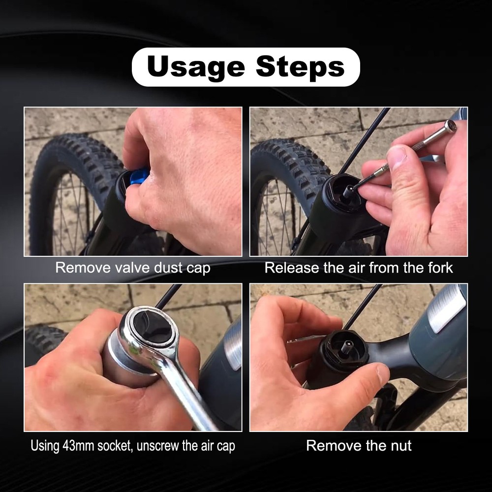 Fork Topcap Socket 3/8 Drive Flat Socket for Bike & Motorcycle 43mm