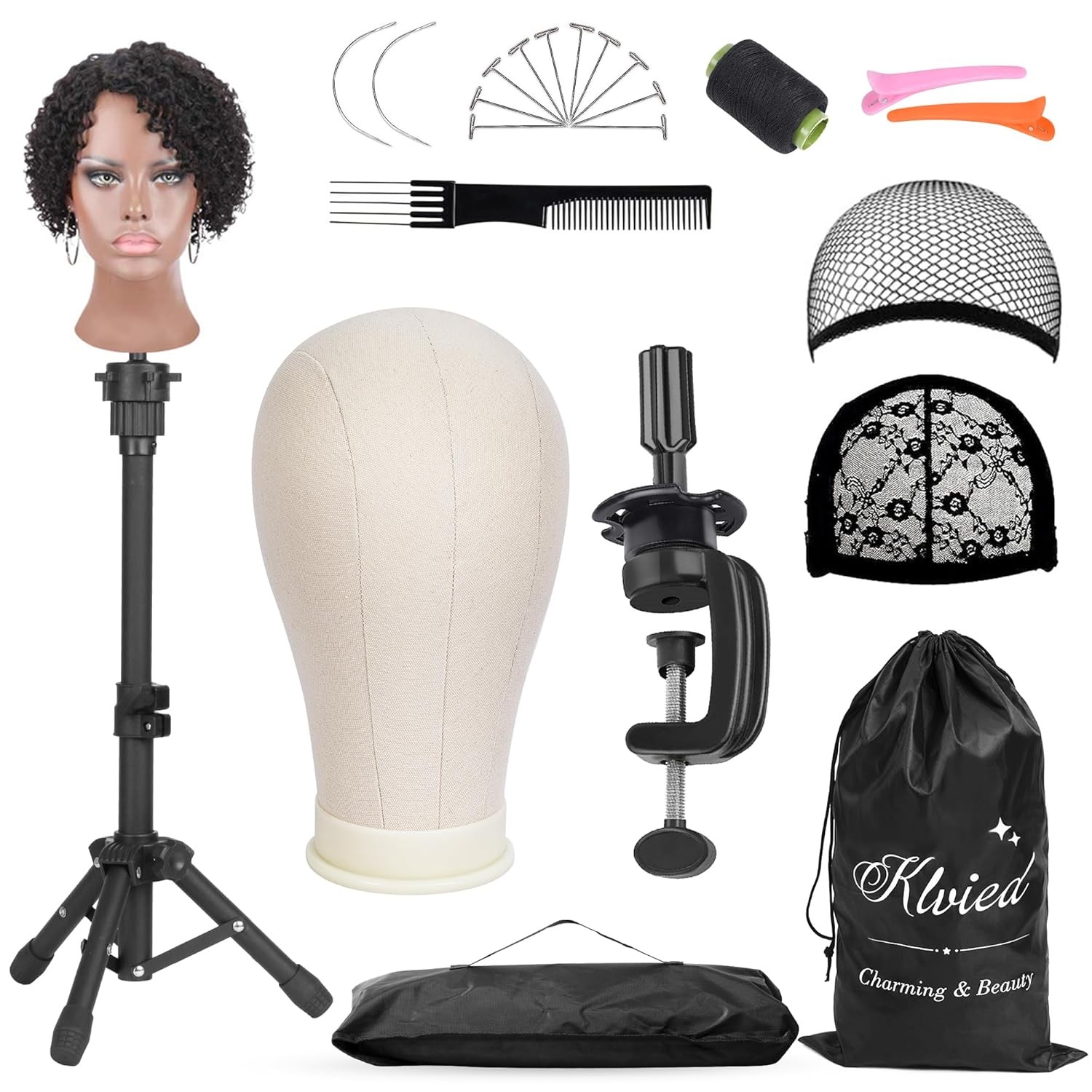 Portable Wig Holder Stand Adjustable Tripod Manikin Mannequin Head Stand Display
