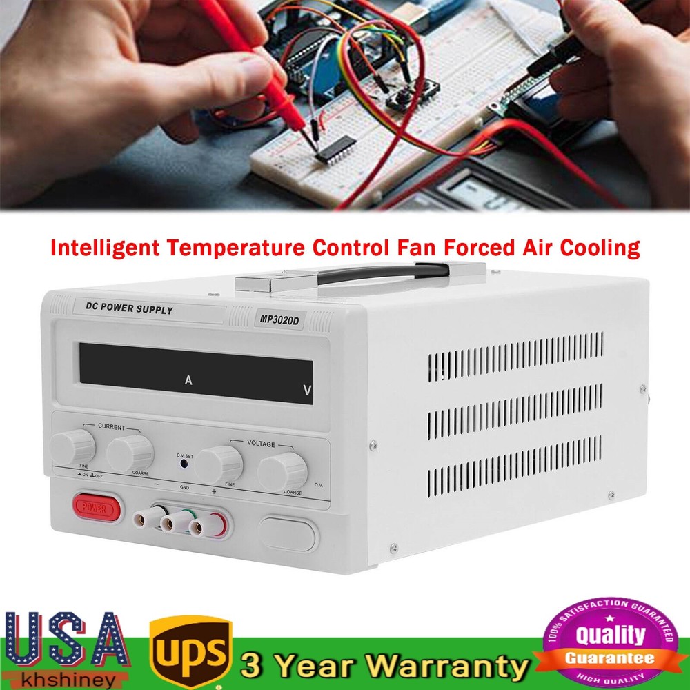 Adjustable 0-30V 0-20A DC Power Supply High Precision Variable Digital Lab Test