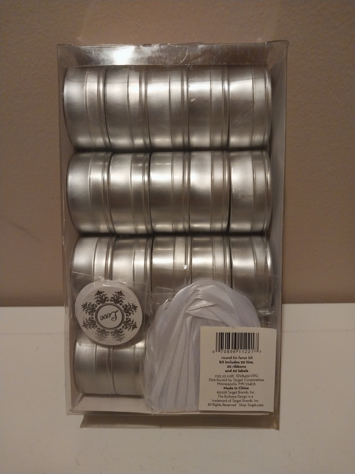 Round Tin Favor Kit 20 Tins Silver For Arts Candles Storage Weddings Brand New
