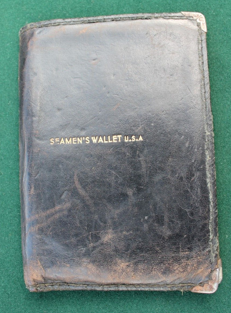 WORLD WAR 2 SEAMAN'S LEATHER WALLET ID'ED TO  GERARD R. RICHER FALL RIVER MA