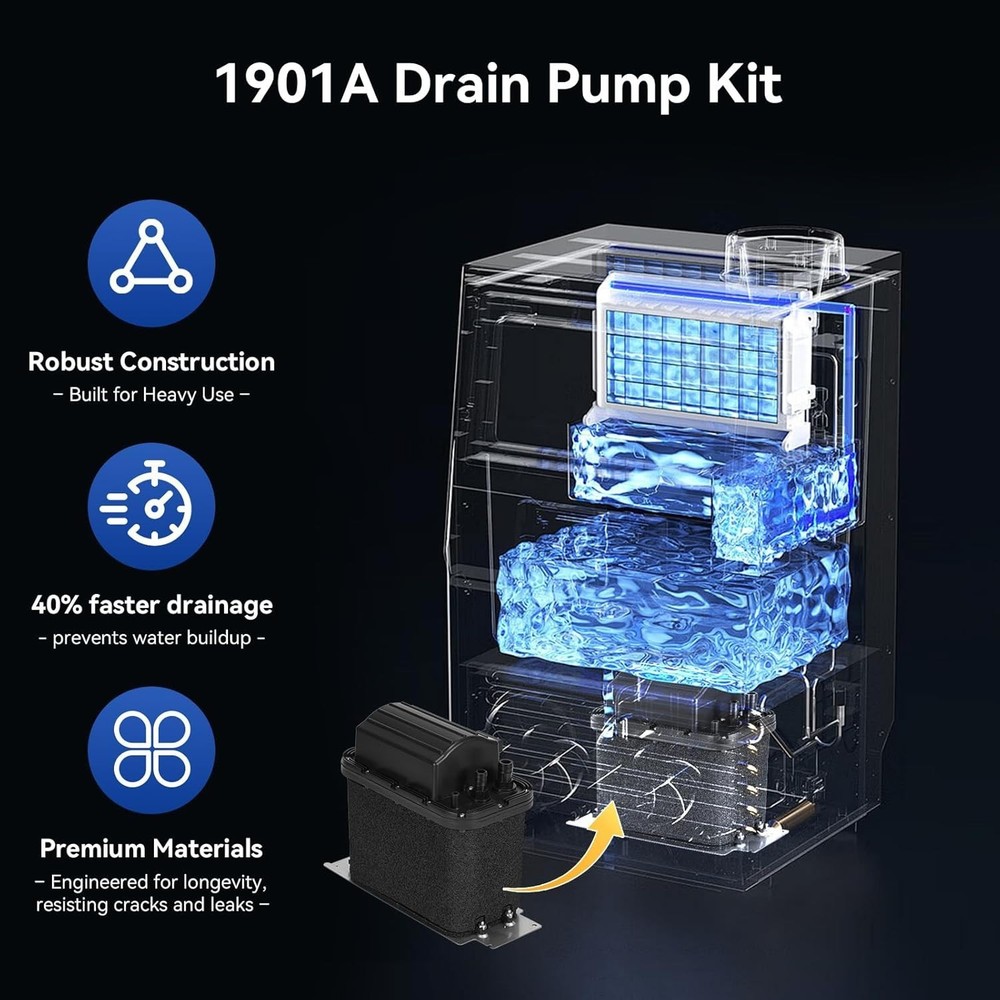 1901A Ice Machine Drain Pump Kit Replacement Compact Easy-to-Install
