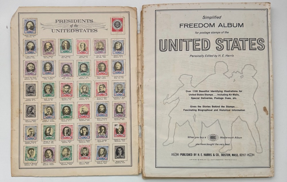1972 H.E. HARRIS FREEDOM STAMP ALBUM UNITED STATES