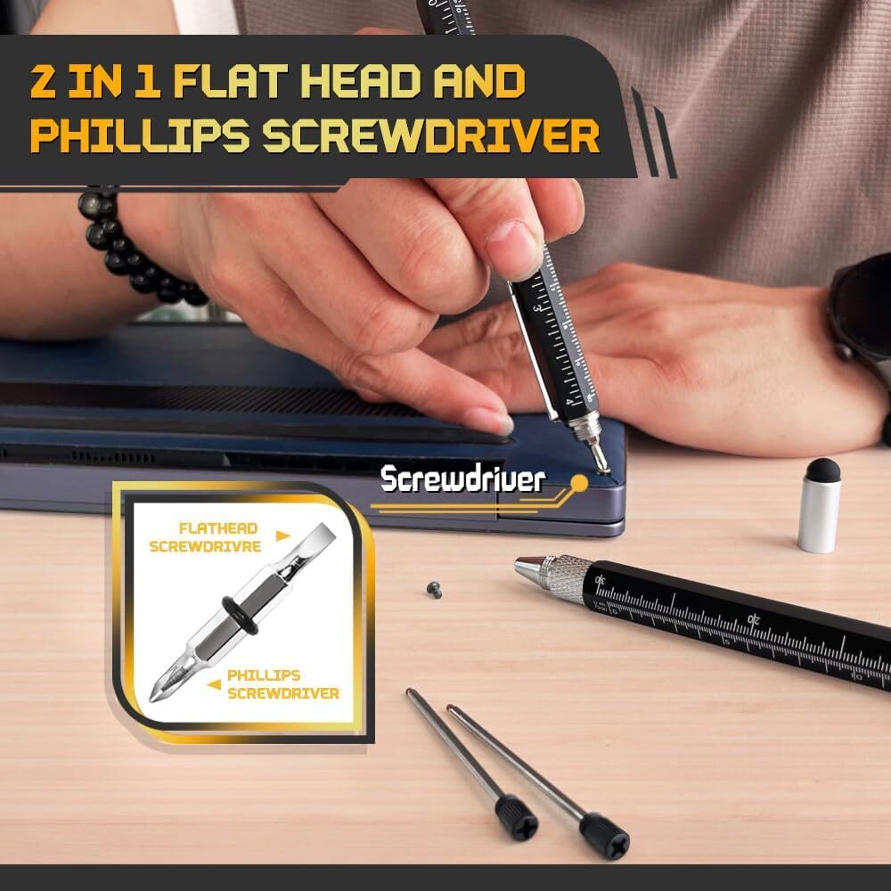 9-in-1 Multitool Pen 2-Pack + 6 Refills – Stocking Stuffers for Men Gift