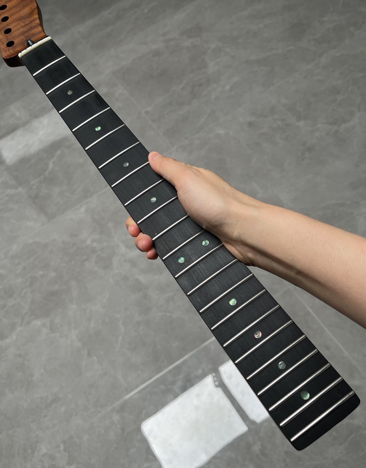 AAAAA NEW Stainless Ebony 22fret Satin Roasted Flame Maple electric guitar neck