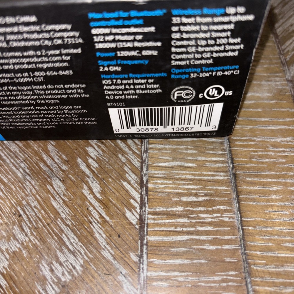 GE 13867 Plug-In Smart Switch Bluetooth Wireless Control & Dim Lights NEW