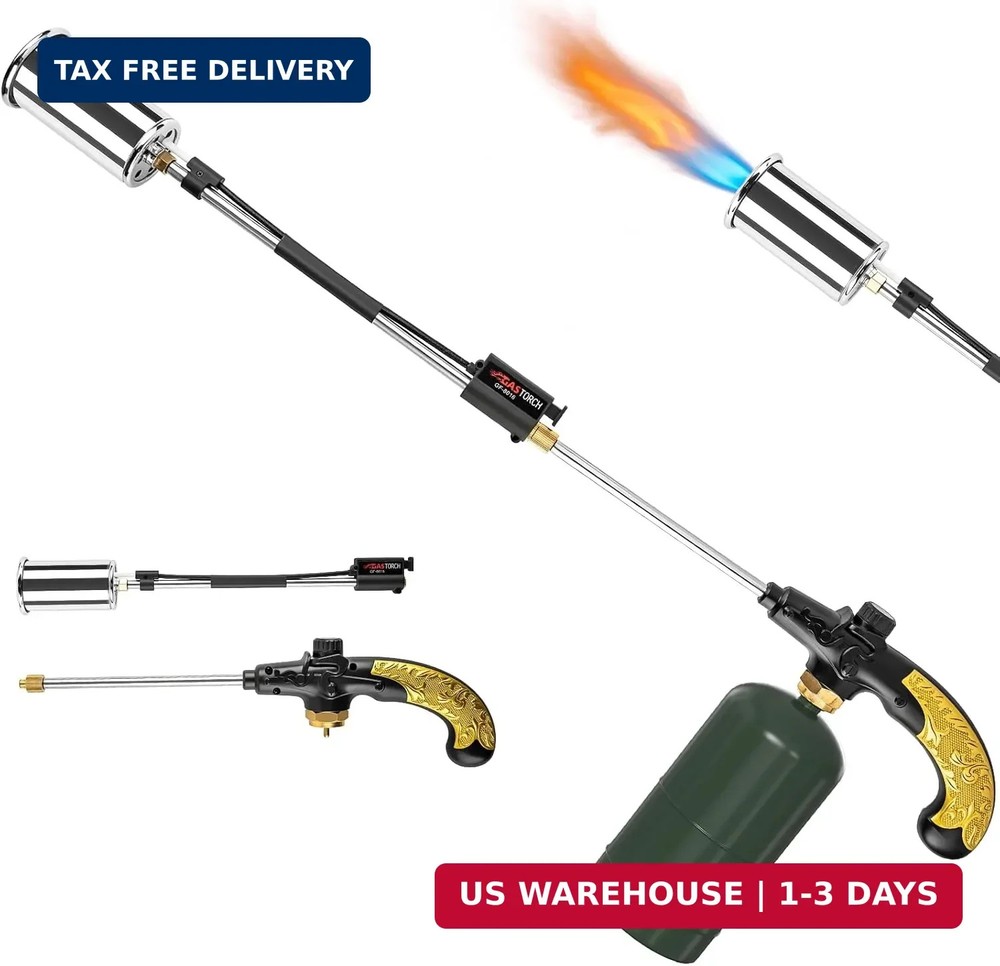 Propane Torch Weed Burner, Adjustable flame thrower with Detachable Handle, B...