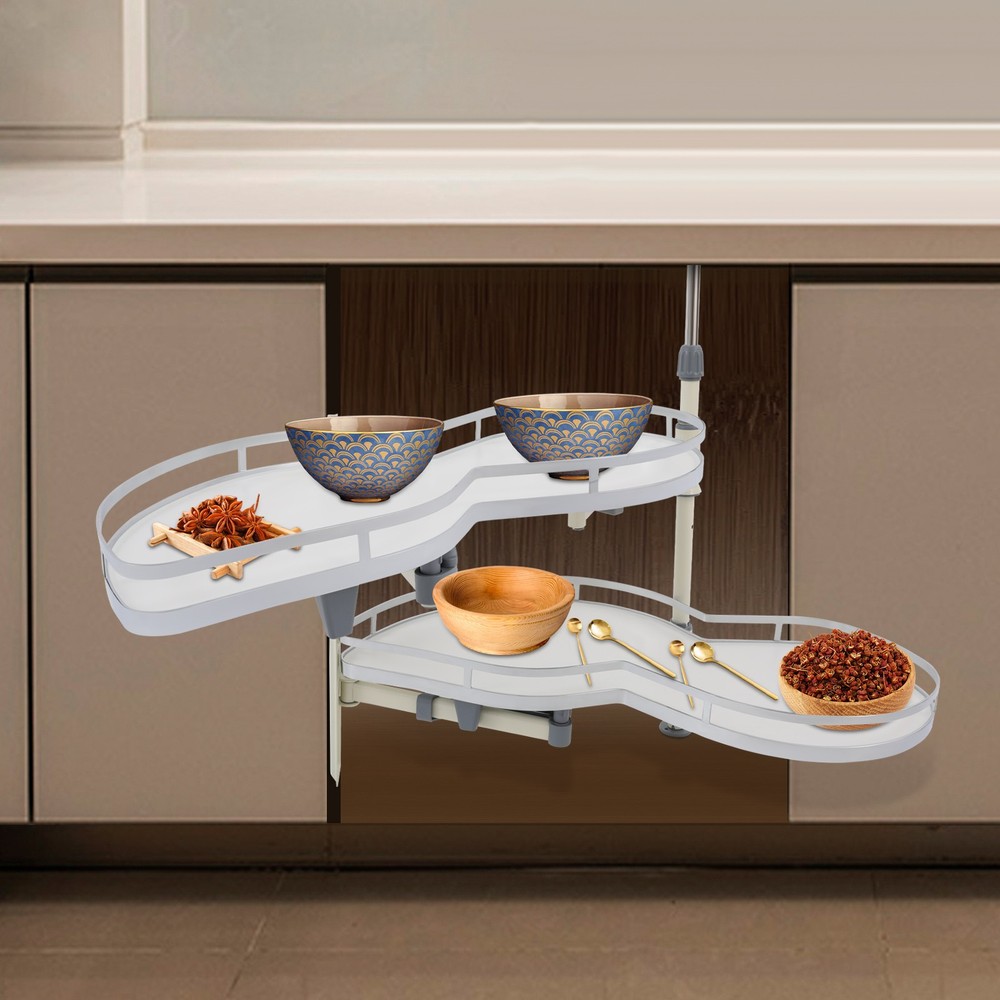 2 Tier Swing Tray Left Blind Corner Kitchen Cabinet Pull Out Kitchen Organizer