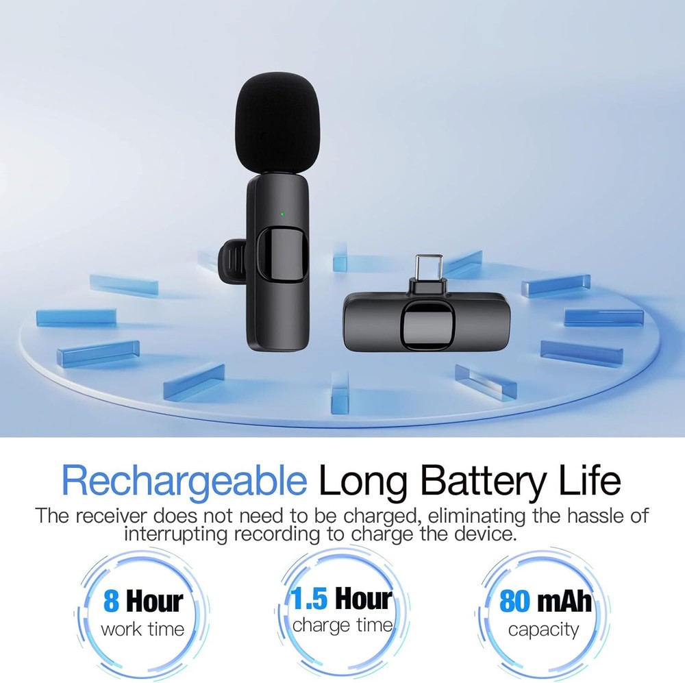 Lavalier Microphone Wireless Audio Video Recording Mini Mic For Android / iPhone