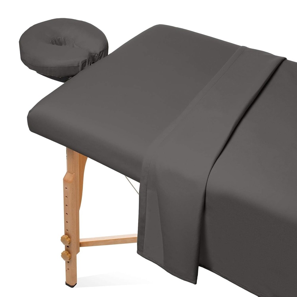 Gray Massage Table Sheet Set - Breathable Microfiber 3-Piece Collection