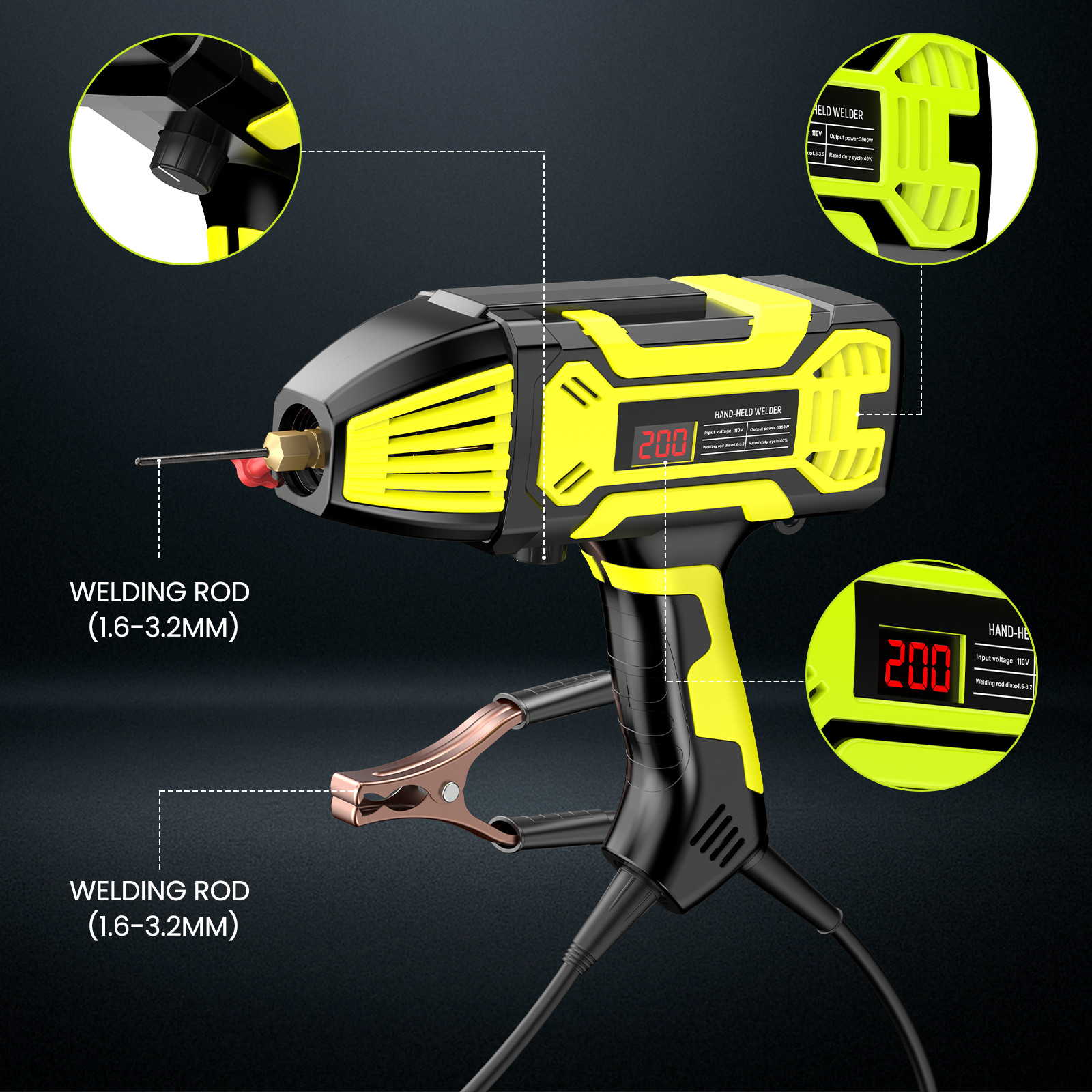Handheld Stick Welding Machine Arc Welder Gun Electric Digital Welder IGBT 110V