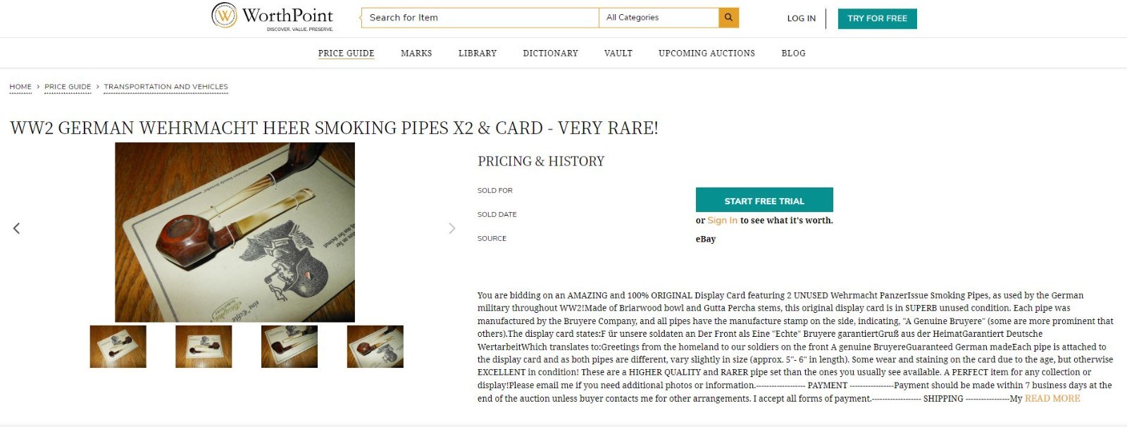 WW2 German Wehrmacht Heer smoking pipes X2 & card - VERY RARE!