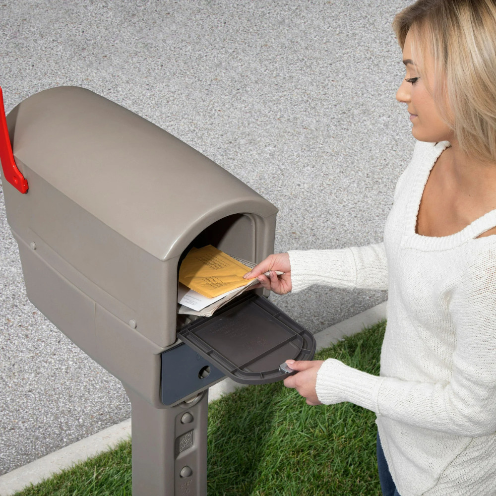 Step2 MailMaster Express Plus Mailbox, Mocha Brown, Durable Plastic, Post Mount