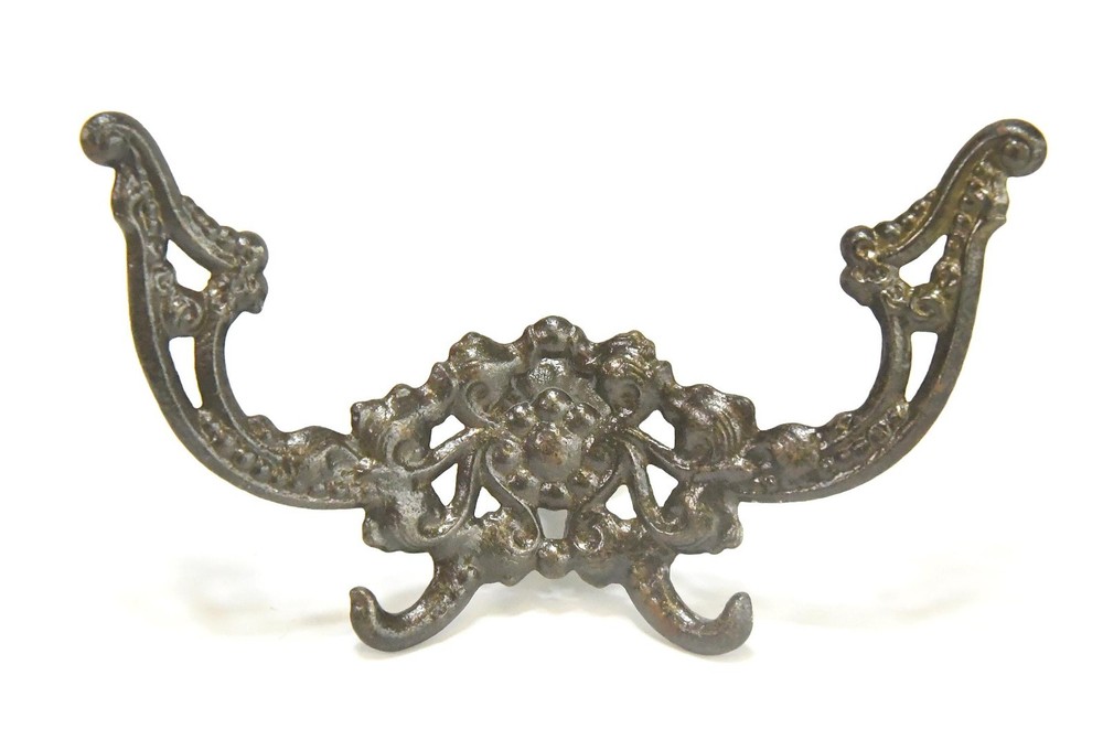 LARGE VICTORIAN STYLE METAL WALL MOUNT HAT / COAT HOOK 4 PRONG