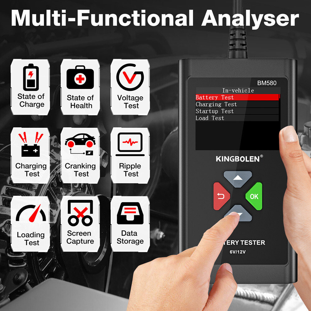 Battery Tester 12V Car Load Analyzer Charging Cranking Test Scan Tool 2000CCA