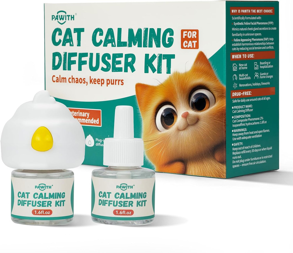 Cat Calming Diffuser with Pheromones – Cat Pheromone Diffuser for Cats, Helps Re
