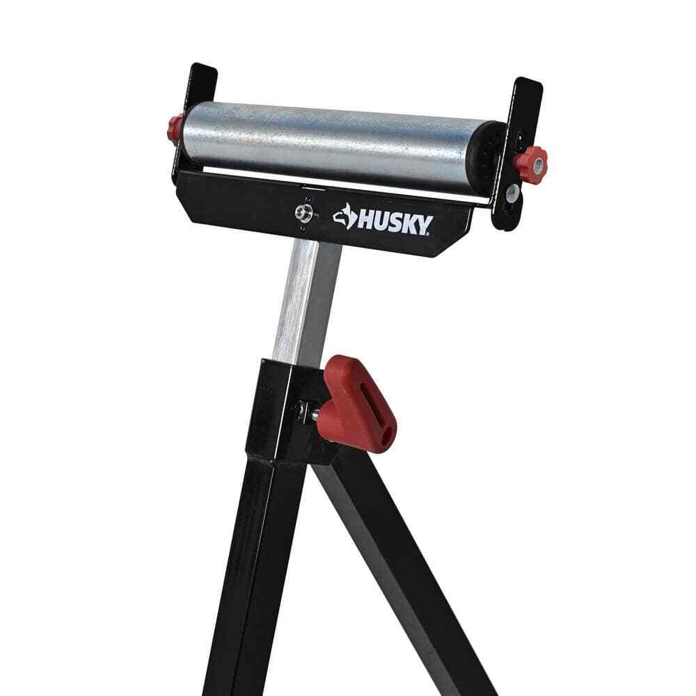 Husky 23 in. to 43 in. Stationary Steel Roller Stand with Edge Guide
