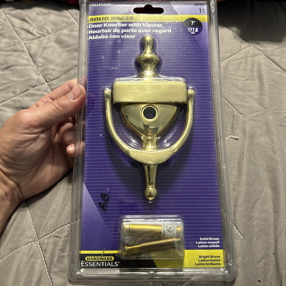 Hillman Solid Brass Finish 7" Door Knocker No Hardware No Viewer