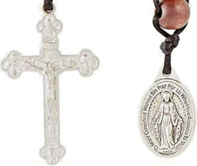 Lenten Sacrifice Good Deed Beads - Wooden Decade Rosary 9" L Pray Fast Give Lent