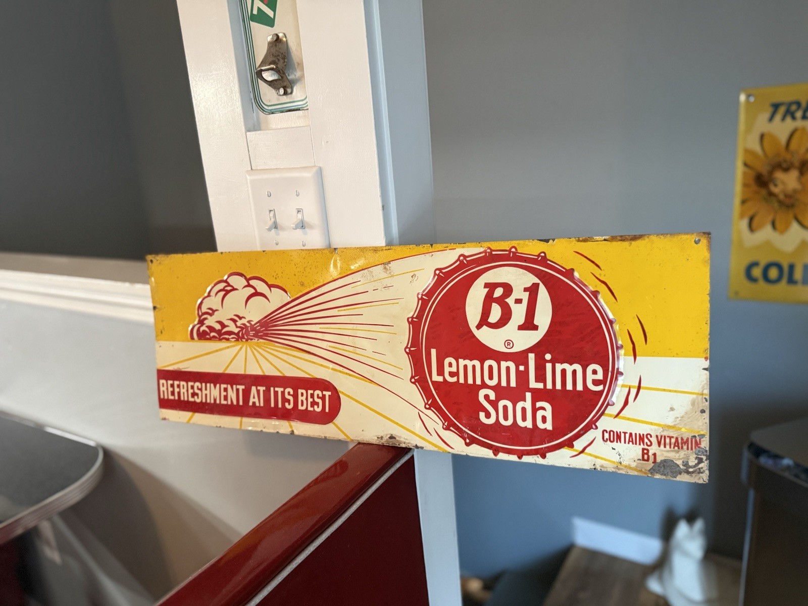 B-1 Lemon Lime Soda Embossed Vintage Advertising Sign