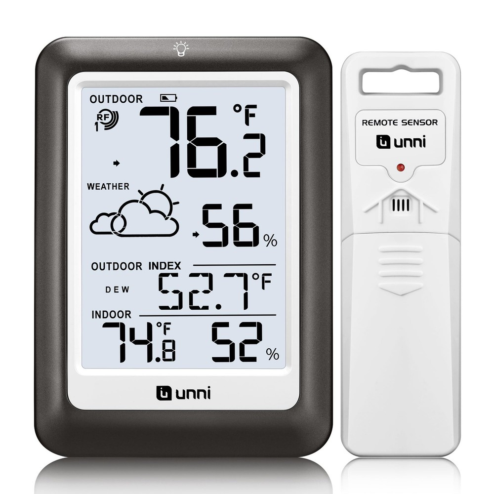 Wireless Indoor Outdoor Thermometer with Remote Sensor and Backlight Display