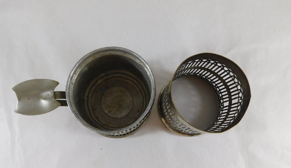 Silver Plated Coaster Cup Holder & Glass