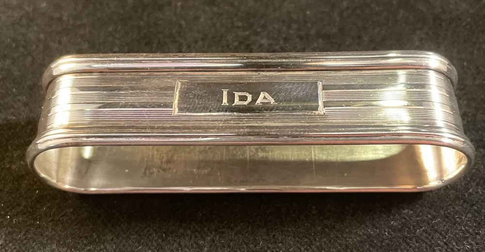 Sterling Silver Napkin Ring Engraved Name “IDA” Webster Great Condition