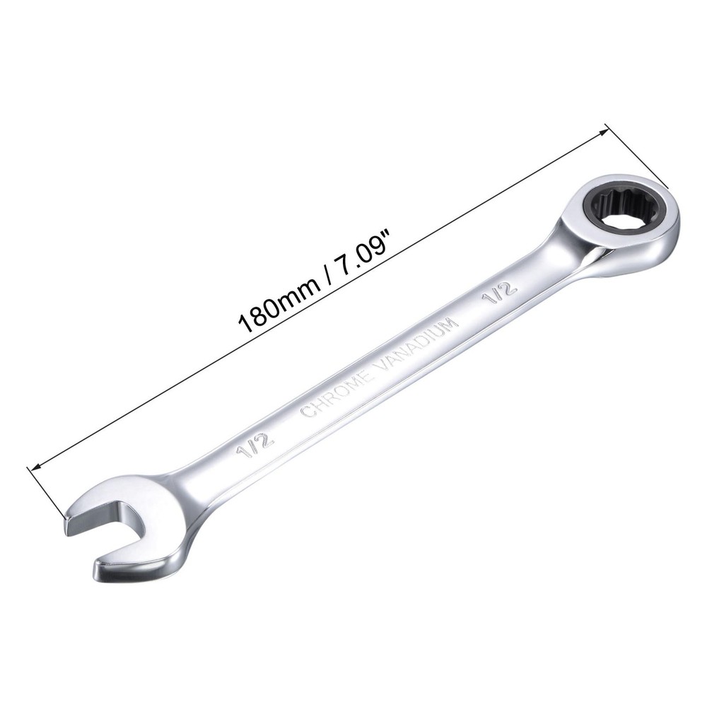 1/2" Ratcheting Combination Wrench SAE 72 Teeth 12 Point Box Ended Spanner Tools