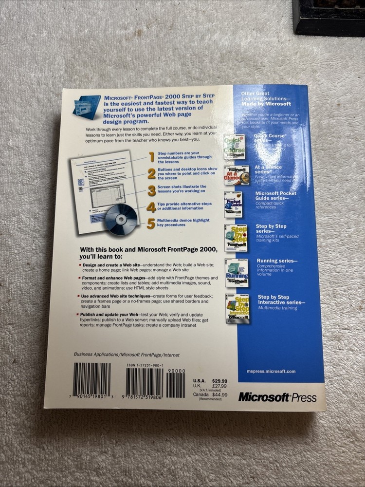 Microsoft FrontPage 2000 CD-ROM - New Sealed Self Study Kit